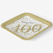 第100回エレガントパーティー100代金ゴールド/白 ペーパープレート (傾斜あり)