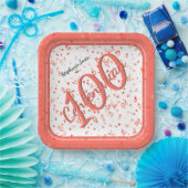 第100回エレガントパーティー100年サンゴ/白 ペーパープレート (パーティー)