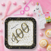 第100回エレガントパーティー100年ブラック/金ゴールド ペーパープレート (パーティー)