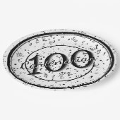 第100回エレガント百代パーティー黒/白 ペーパープレート (アングル)