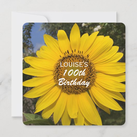 第100回バースデーパーティーひまわり招待状 招待状 (正面)