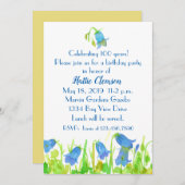 第100回バースデーパーティーブルーワイルドフラワーカスタムズ 招待状 (正面/裏面)