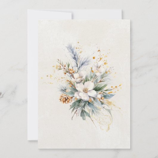 第100回バースデーパーティー冬の白いフローラ緑 招待状 (裏面)