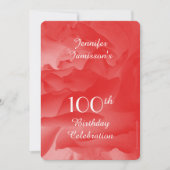 第100回バースデーパーティー招待日コーラルピンクローズ 招待状 (正面)