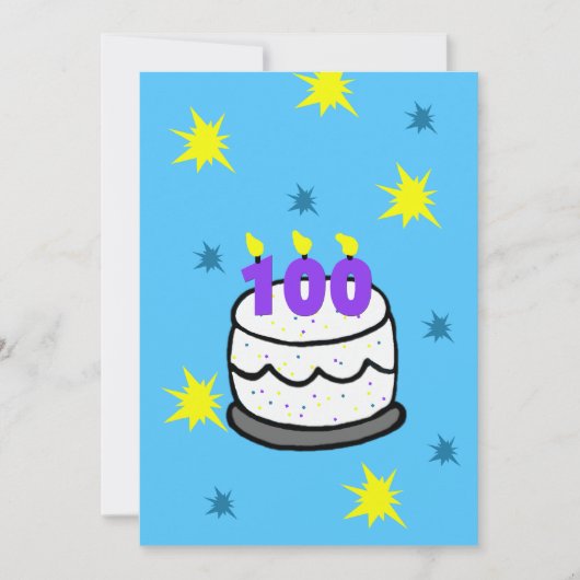 第100回バースデーパーティー招待状100キャンドルケーキ 招待状 (正面)
