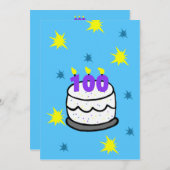 第100回バースデーパーティー招待状100キャンドルケーキ 招待状 (正面/裏面)