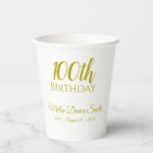第100回バースデーパーティー紙カップパーソナライズされた 紙コップ (正面)