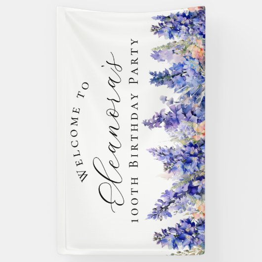 第100回バースデーパーティー7月誕生フラワーウェルカム 横断幕 (縦)