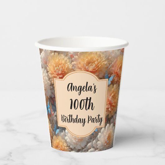 第100回バースデーパーティー 紙コップ (正面)