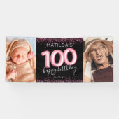 第100回ブラックピンクハッピーバースデーフォトバナー 横断幕 (横)