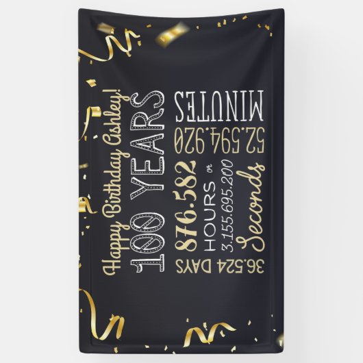 第100回誕生日バナー – 100年時間&秒 横断幕 (縦)