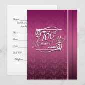 第100回誕生日パーティーのモダン招待状 招待状 (正面/裏面)