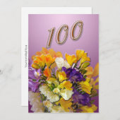 第100回誕生日パーティーの招待 招待状 (正面/裏面)