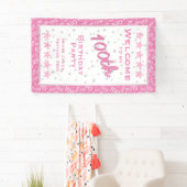 第100回誕生日パーティーへようこそ – ピンク/ホワイト 横断幕 (インサイチュ)