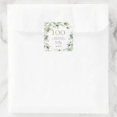 第100回誕生日ユーカリありがとう スクエアシール (バッグ)