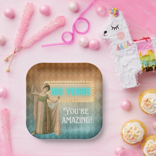 第100回誕生日ヴィンテージ歌手 ペーパープレート (パーティー)