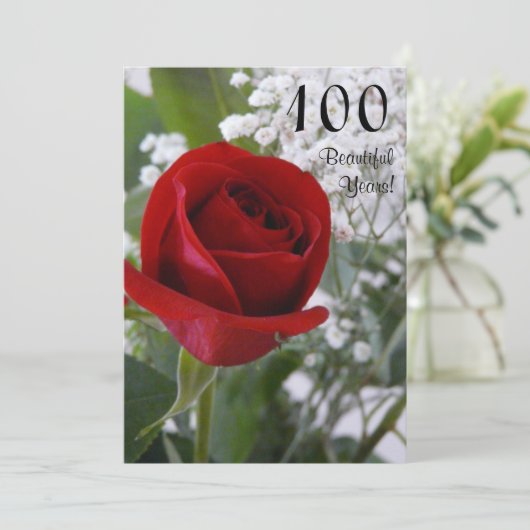 第100回誕生祝いレッドローズ 招待状 (スタンド正面)