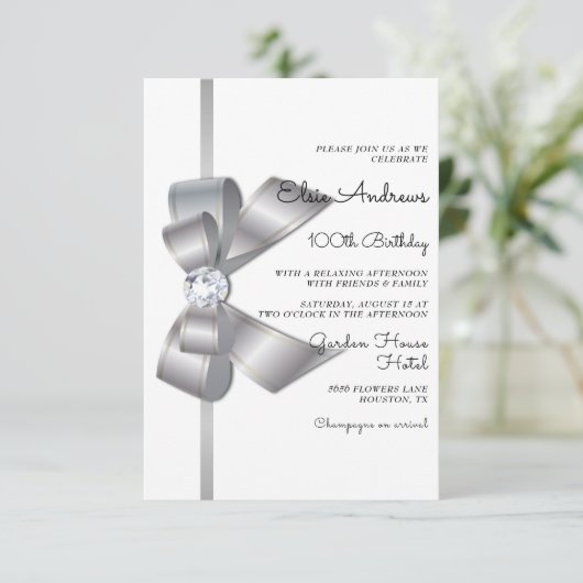 第100回100回ジュエルボウ&リボン誕生日 招待状 (スタンド正面)