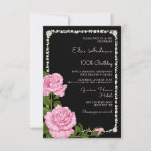 第100回100回100回バラ誕生日 招待状 (正面)