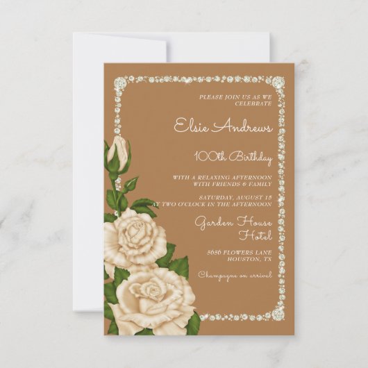 第100回100回100回バラ誕生日 招待状 (正面)