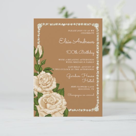 第100回100回100回バラ誕生日 招待状 (スタンド正面)