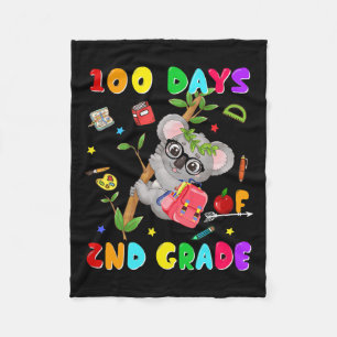 第100日学校2年生コアラ幸せ100日 フリースブランケット