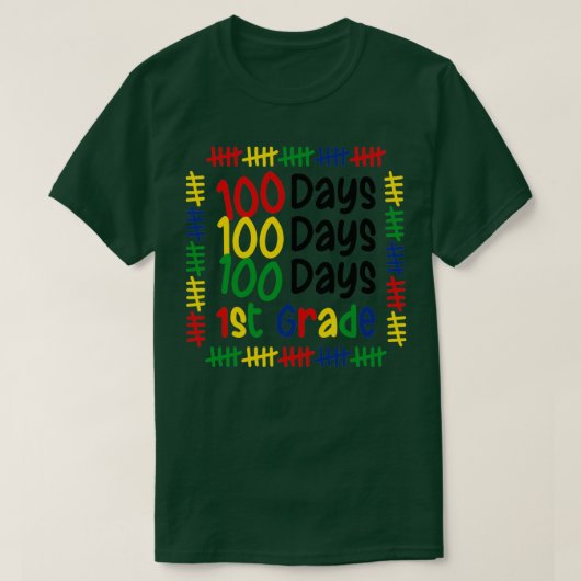 第100日小学1年生T女学生 Tシャツ (デザイン正面)