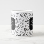 第100誕生日の黒い数字パターン100歳 ジャンボコーヒーマグカップ (正面)