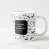 第100誕生日の黒い数字パターン100歳 ジャンボコーヒーマグカップ (右)