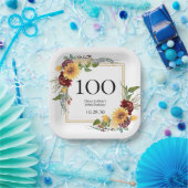 第100誕生日ひまわり ペーパープレート (パーティー)