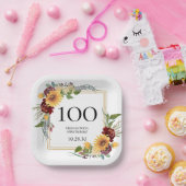 第100誕生日ひまわり ペーパープレート (パーティー)