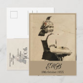 第100誕生日エレガントモノグラム写真 インビテーションポストカード (正面/裏面)