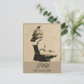 第100誕生日エレガントモノグラム写真 インビテーションポストカード (スタンド正面)