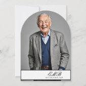 第100誕生日オス写真スタイリッシュモノグラム 招待状 (裏面)