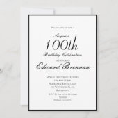 第100誕生日オス写真スタイリッシュモノグラム 招待状 (正面)