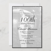第100誕生日オス写真スタイリッシュモノグラム 招待状 (正面)