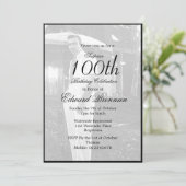 第100誕生日オス写真スタイリッシュモノグラム 招待状 (スタンド正面)