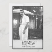 第100誕生日オス写真スタイリッシュモノグラム 招待状 (裏面)