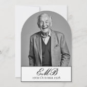 第100誕生日オス写真スタイリッシュモノグラム 招待状 (裏面)