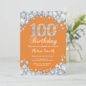 第100誕生日オレンジシルバーダイヤモンド 招待状 (スタンド正面)