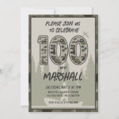 第100誕生日カモフラージウッドランドフォレスト 招待状 (正面)