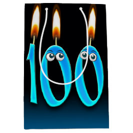 第100誕生日キャンドルミディアム抱き枕 ミディアムペーパーバッグ