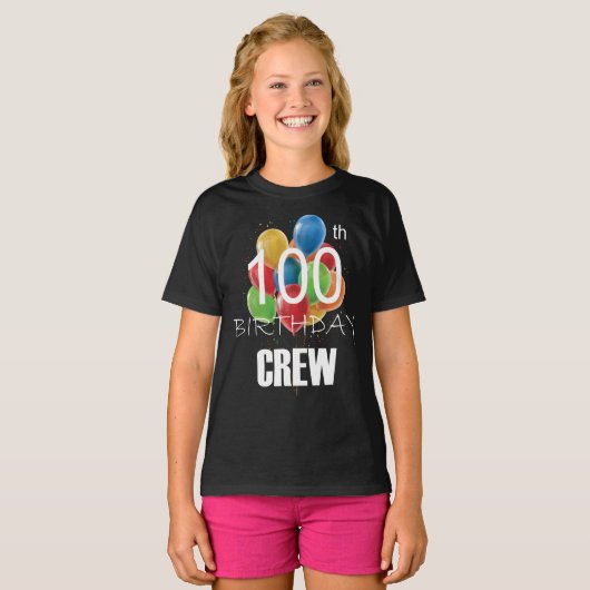 第100誕生日クルー100パーティークルー群少女 Tシャツ (正面フル)