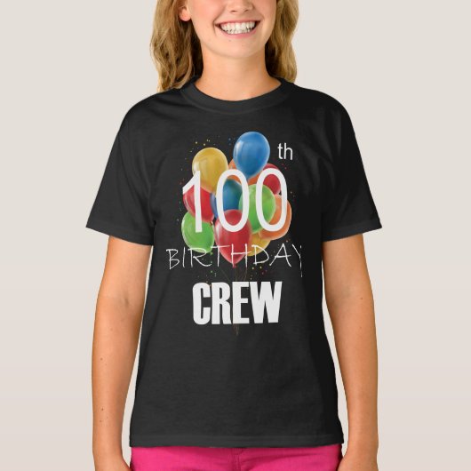 第100誕生日クルー100パーティークルー群少女 Tシャツ (正面)