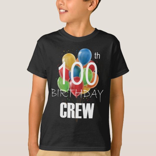 第100誕生日クルー100パーティークルー・グループ・ボーイ Tシャツ (正面)