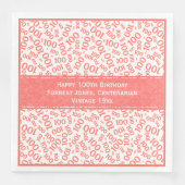 第100誕生日クール番号模様サンゴ/白 (正面)