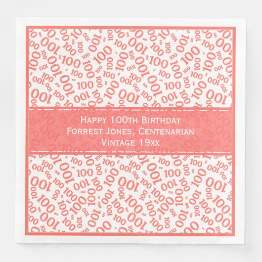 第100誕生日クール番号模様サンゴ/白 (正面)