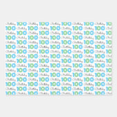 第100誕生日グリーンブルー包装紙シート ラッピングペーパーシート (正面)