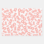 第100誕生日サンゴ/白色乱数パターン ラッピングペーパーシート (正面)