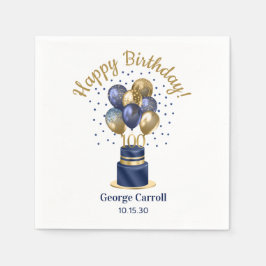 第100誕生日ネイビーブルーバルーンケーキ スタンダードカクテルナプキン